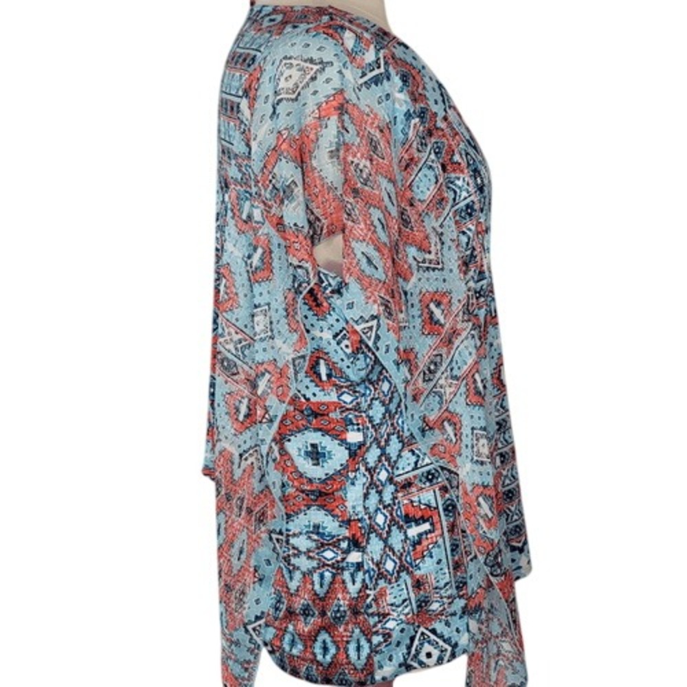 Ruby Rd Red & Blue Embellished V-Neck‎ Top - Picture 7 of 11